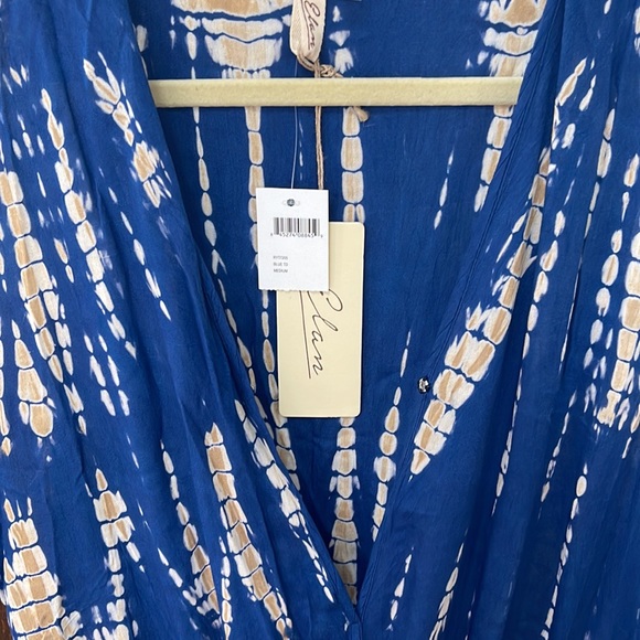 NWT. Elan royal blue and tan romper/cover-up - Picture 5 of 6